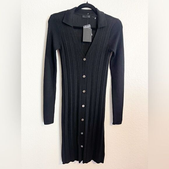 ATM ANTHONY THOMAS MELLILO Polo button Front Black sweater dress NWT. XS - Picture 4 of 9